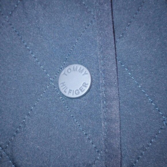 NWOT Tommy Hilfiger Quilted Jacket – Navy, Women’s XL, Logo, Pockets, Button-Up - Picture 3 of 11